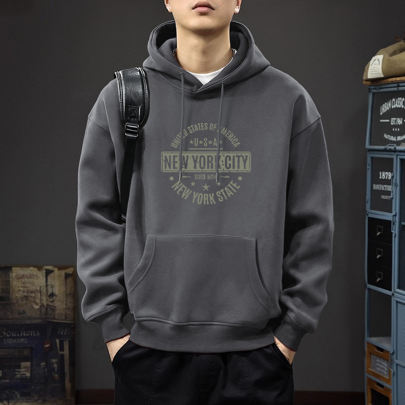 Suéter hombre encapuchado invierno nuevo estilo de moda suelto hombre de estilo amplio chaqueta de lana gruesa ropa de estilo de puerto