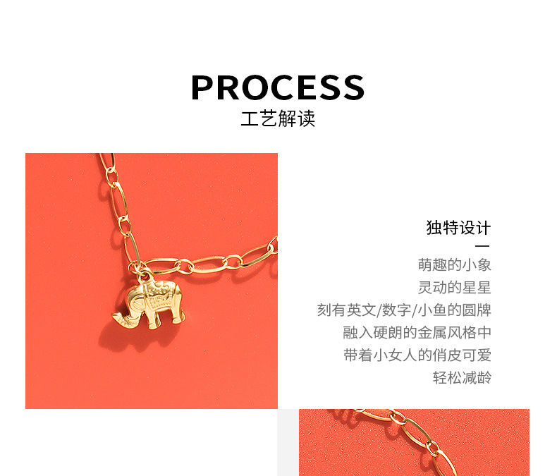Fashion Five-pointed Star Geometric English Round Elephant Necklace display picture 3