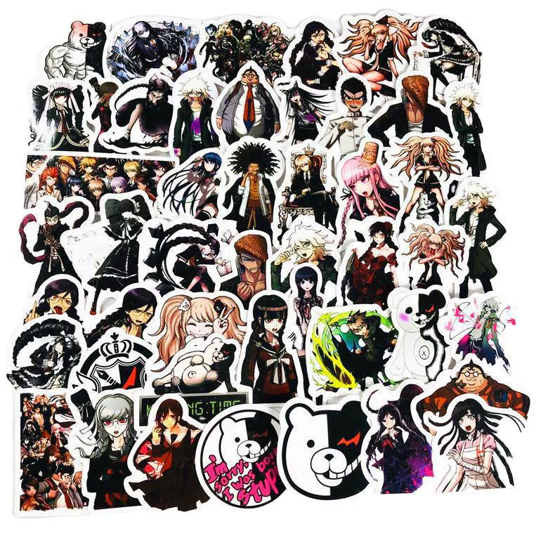 [50 наклеек Danganronpa черно-белый медвежонок старшая школа багажные чемодан водонепроницаемые наклейки]