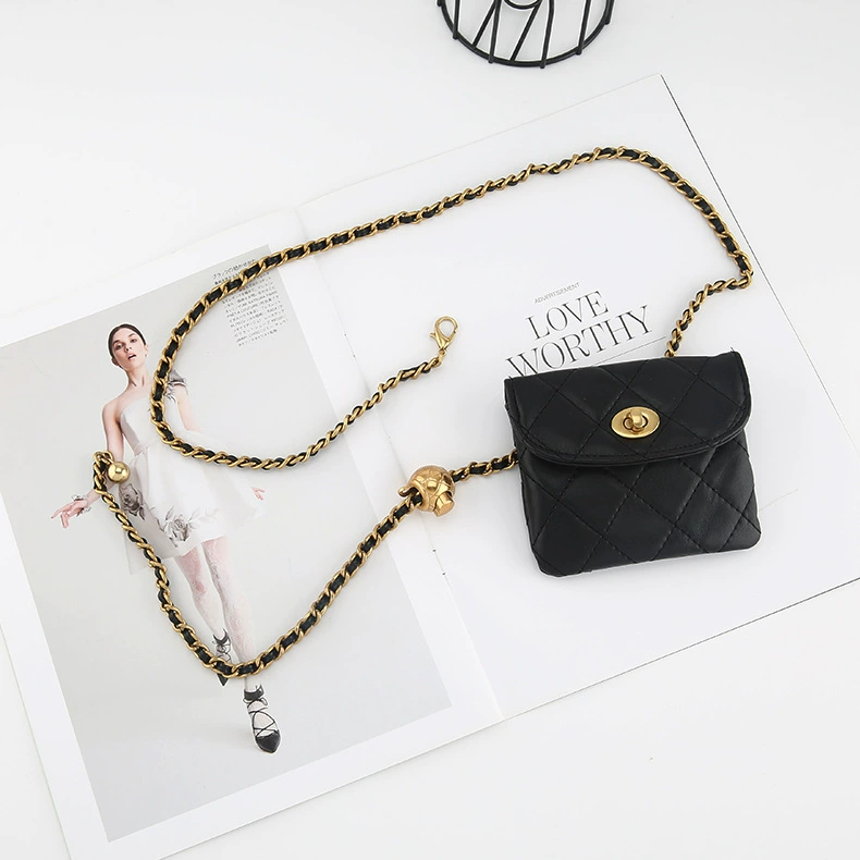 Сумка через плечо, маленький пояс, цепочка, французский стиль, стиль Chanel