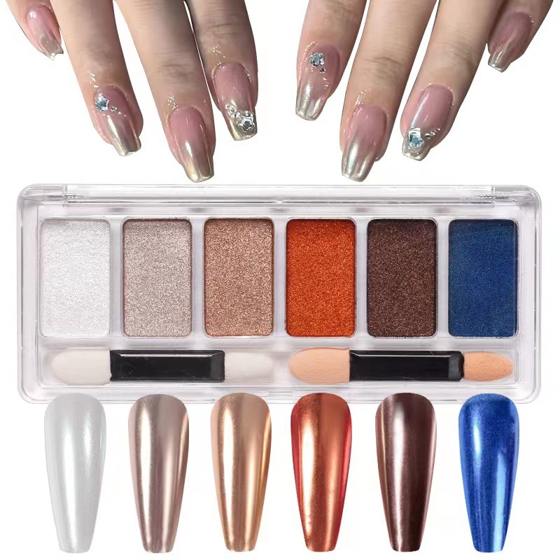Red en línea nuevo otoño invierno sólido espejo mágico polvo de 6 colores espejo sólido láser de oro de titanio polvo de hadas super brillante sólido