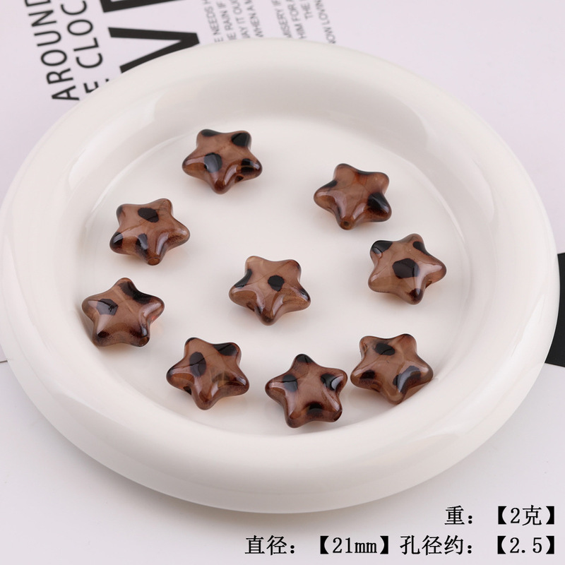 ヒョウ柄スポットスクエアスターアクリルルースビーズ diy 手作り携帯電話チェーンネックレスビーズジュエリーアクセサリー|undefined