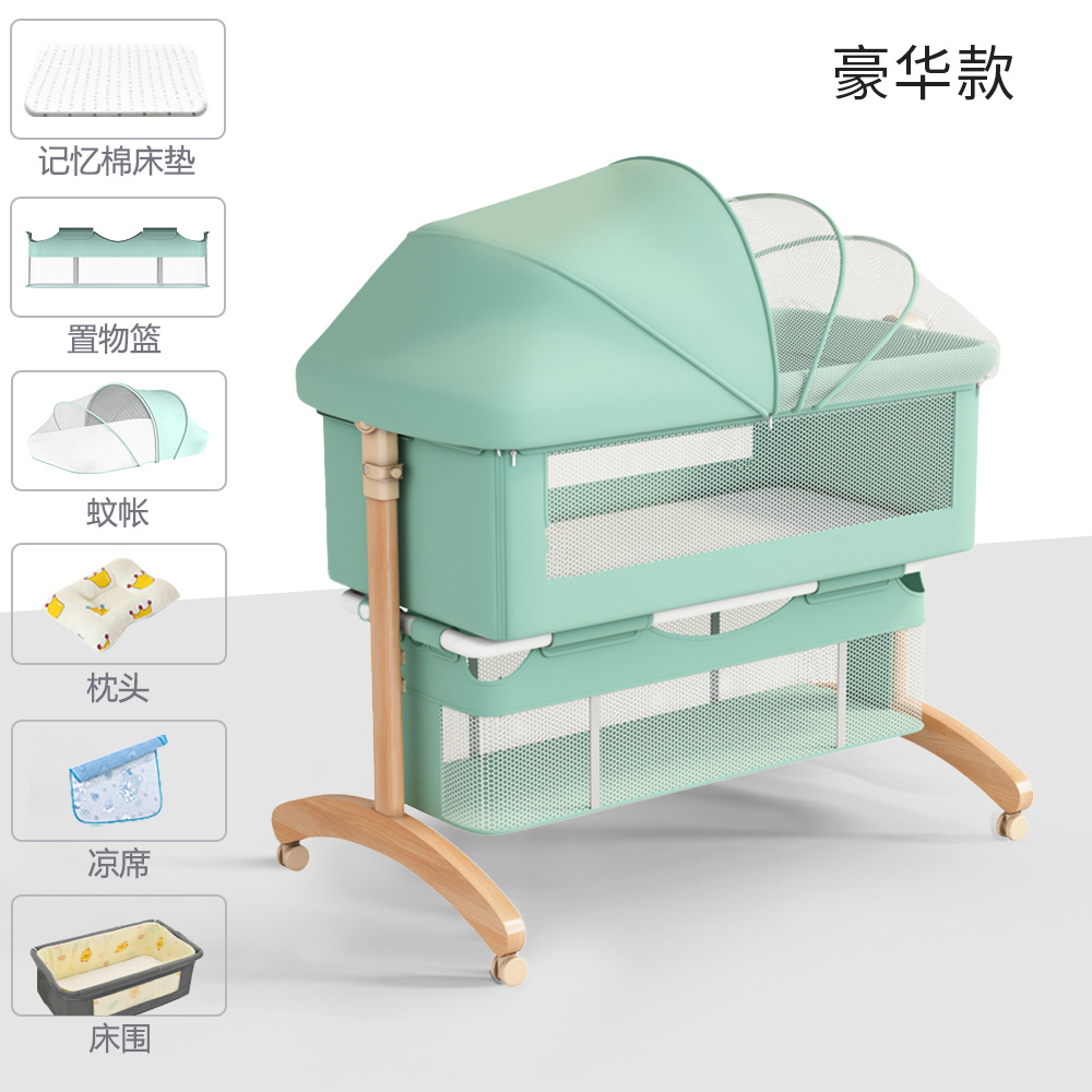Cama de bebé móvil portátil cuna cama plegable multifuncional BB cama para recién nacidos empalme cama grande