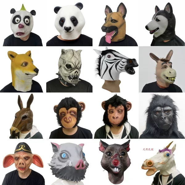 Popular Animal Mask Series Tiktok Version Funny Gorilla Donkey Head Husky Panda Latex Performance Props