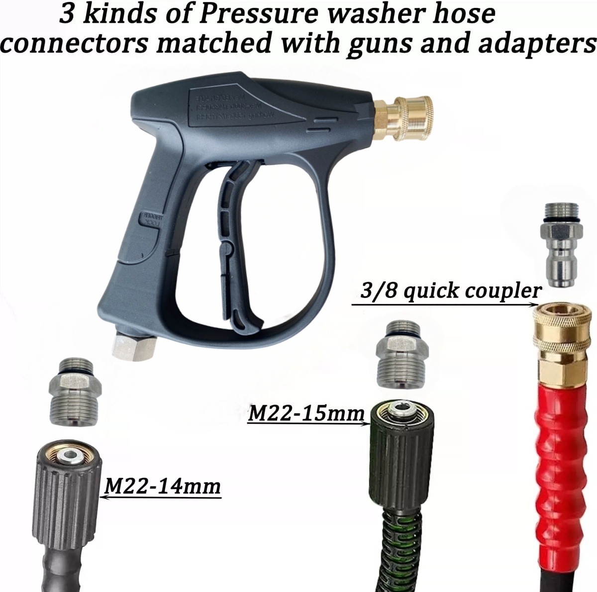 High-Pressure Washer Pa Foam Pot 1/4 Quick-Plug Spray Gun Car Washing Machine with 3/8 Quick-Plug M22-14-15 Interface