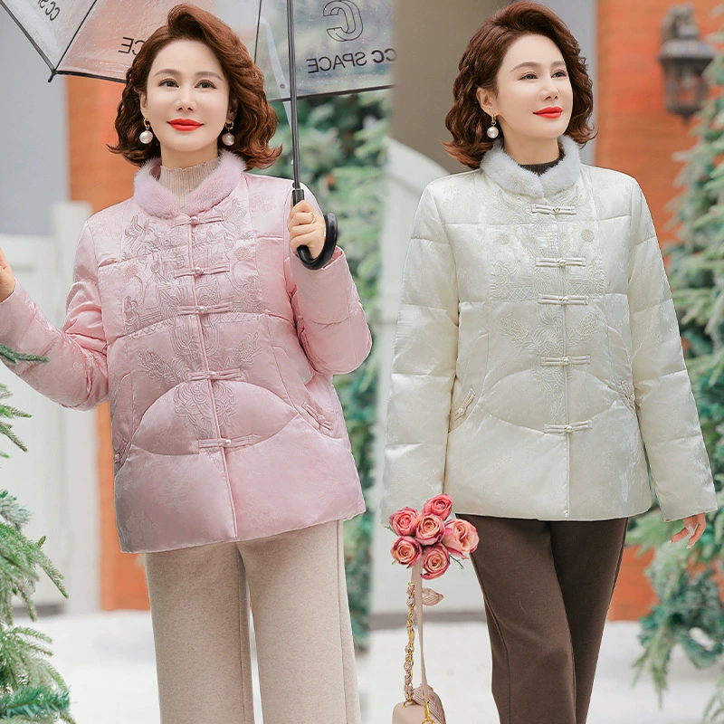 Новый китайский пуховик мамы зимний 2024 новый средний и пожилой леди осенний и зимний пальто