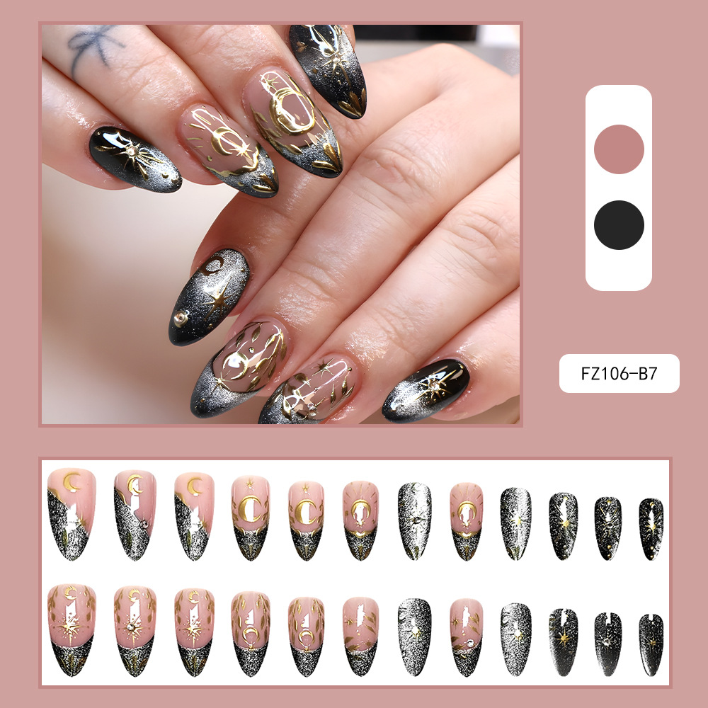 Uñas postizas 3D estéreo blanqueadoras, muy vendidas, piezas de arte de uñas portátiles transfronterizas, pegatinas de uñas sencillas con un toque de alta gama, venta al por mayor