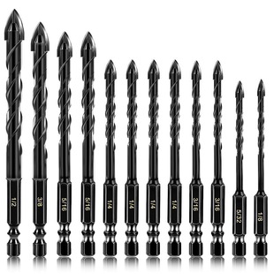 Four-Edged Cross Cement Glass Tile Hole Drill Bit for Drilling Concrete Hexagonal Handle Alloy Overlord Drill Bit Set