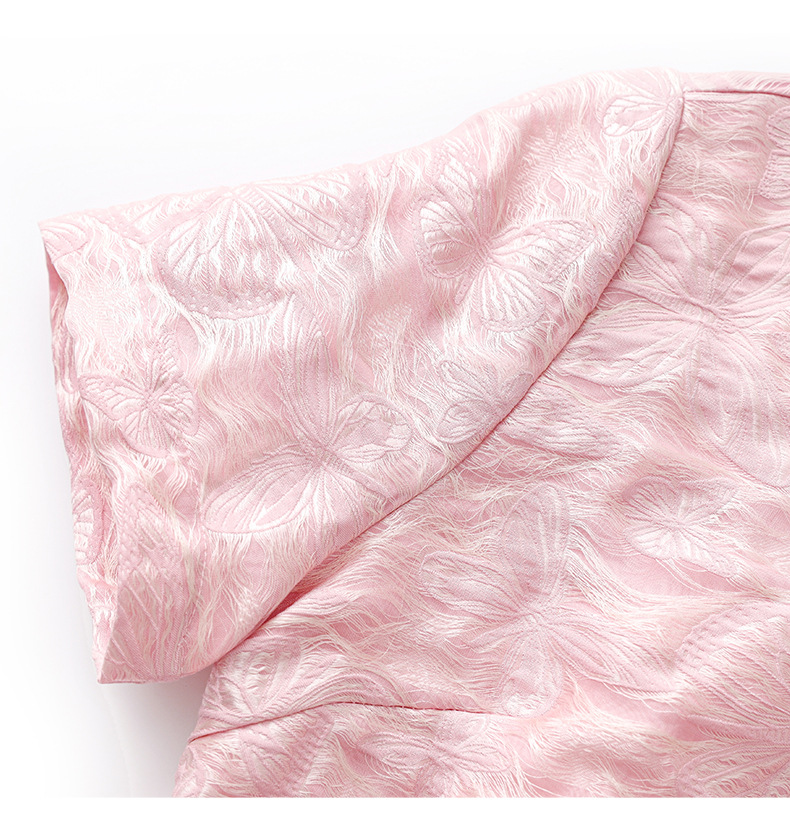 Váy maxi nữ cổ tròn đính cườm họa tiết bướm jacquard phong cách Trung Quốc — Màu đen chi tiết 23