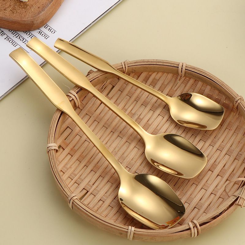 304 cucharas de acero inoxidable cucharas cuadradas elegantes cucharas de comida cucharas de postre cucharas cucharas de comida cucharas LOGO fijo