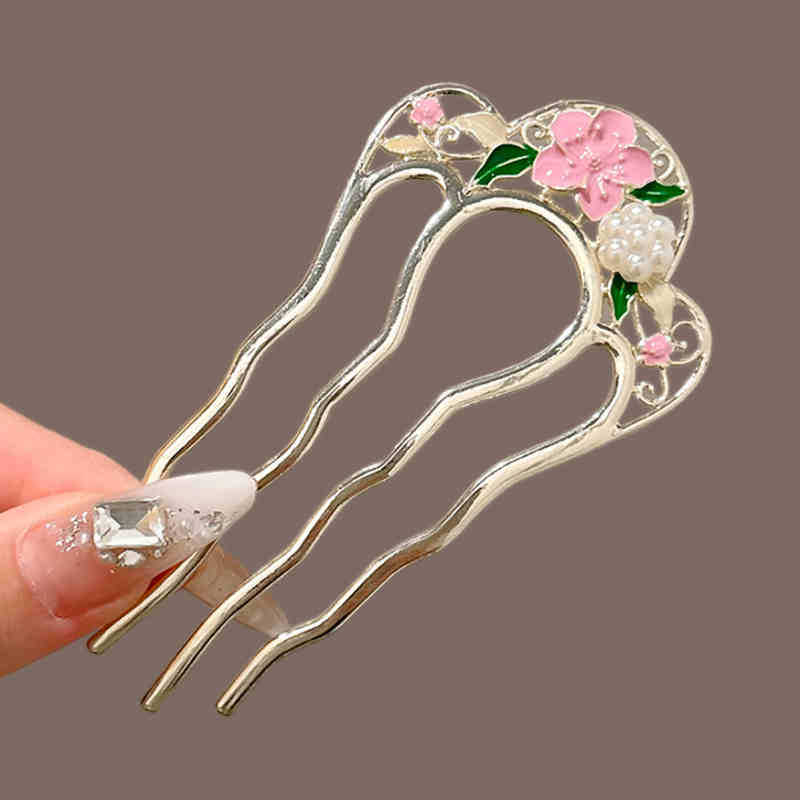 Wave diamond perlas en forma de U pinzas de cabello para mujeres 2024 nuevo pein de cabello de alta gama pein de cabello temperamento pinzas de cabello