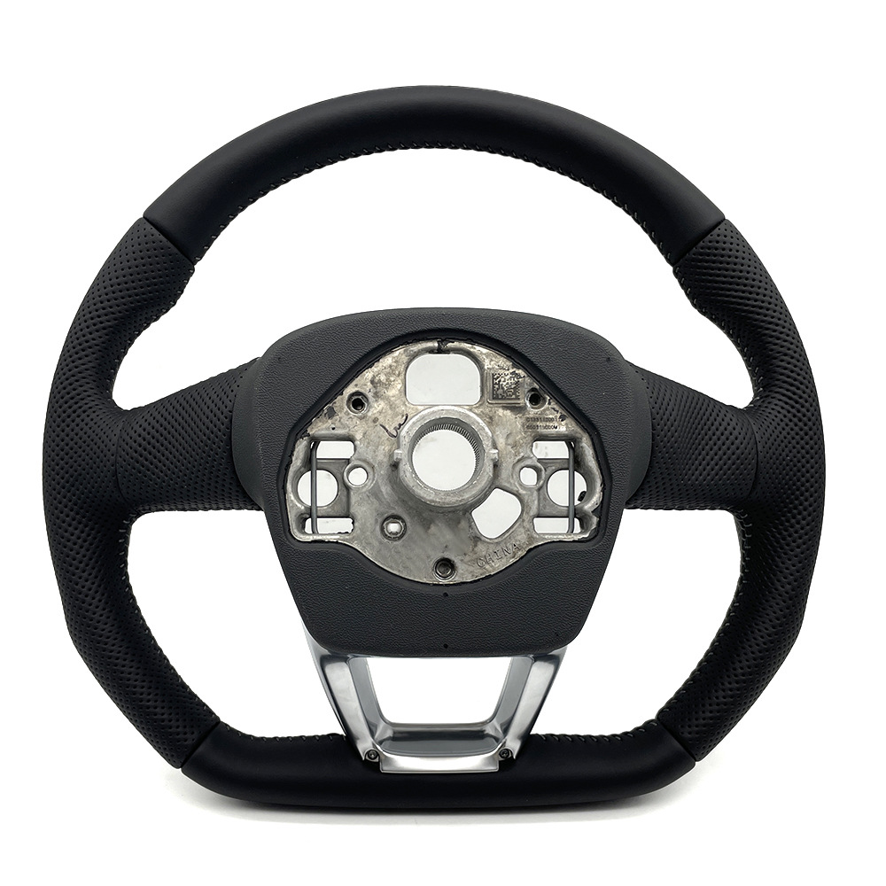 Suitable for Audi Q3 S model, semi-perforated with white stitching, no buttons, no paddles, without heated steering wheel base