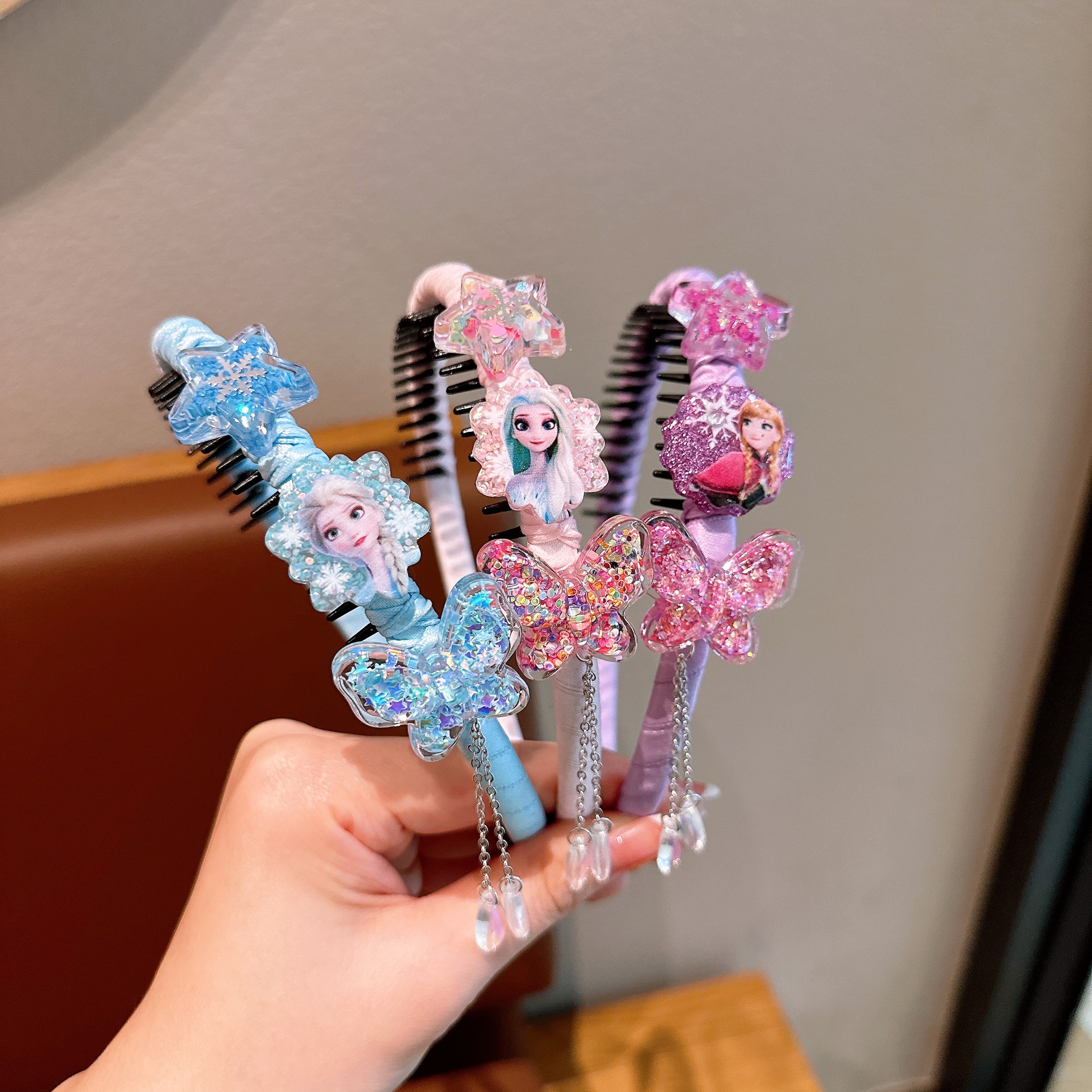 Niños Aisha princesa banda de cabello de niña hielo y nieve con dientes antideslizante banda de cabello acrílico coreano clip de cabello