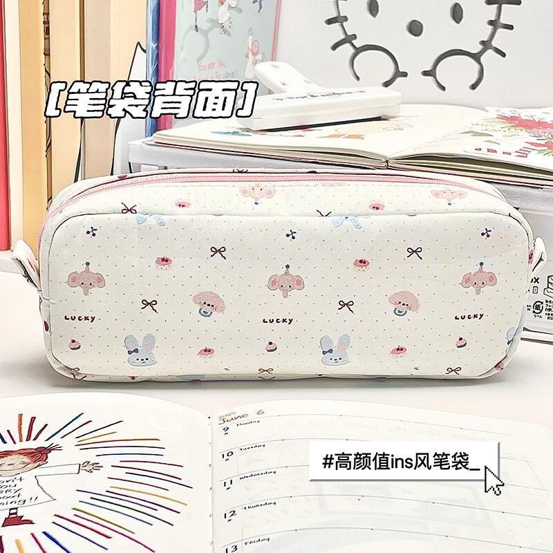 日本インズリトルエレファントパーティー折りたたみ鉛筆バッグ学生かわいい高価値大容量文具箱収納鉛筆バッグ|undefined