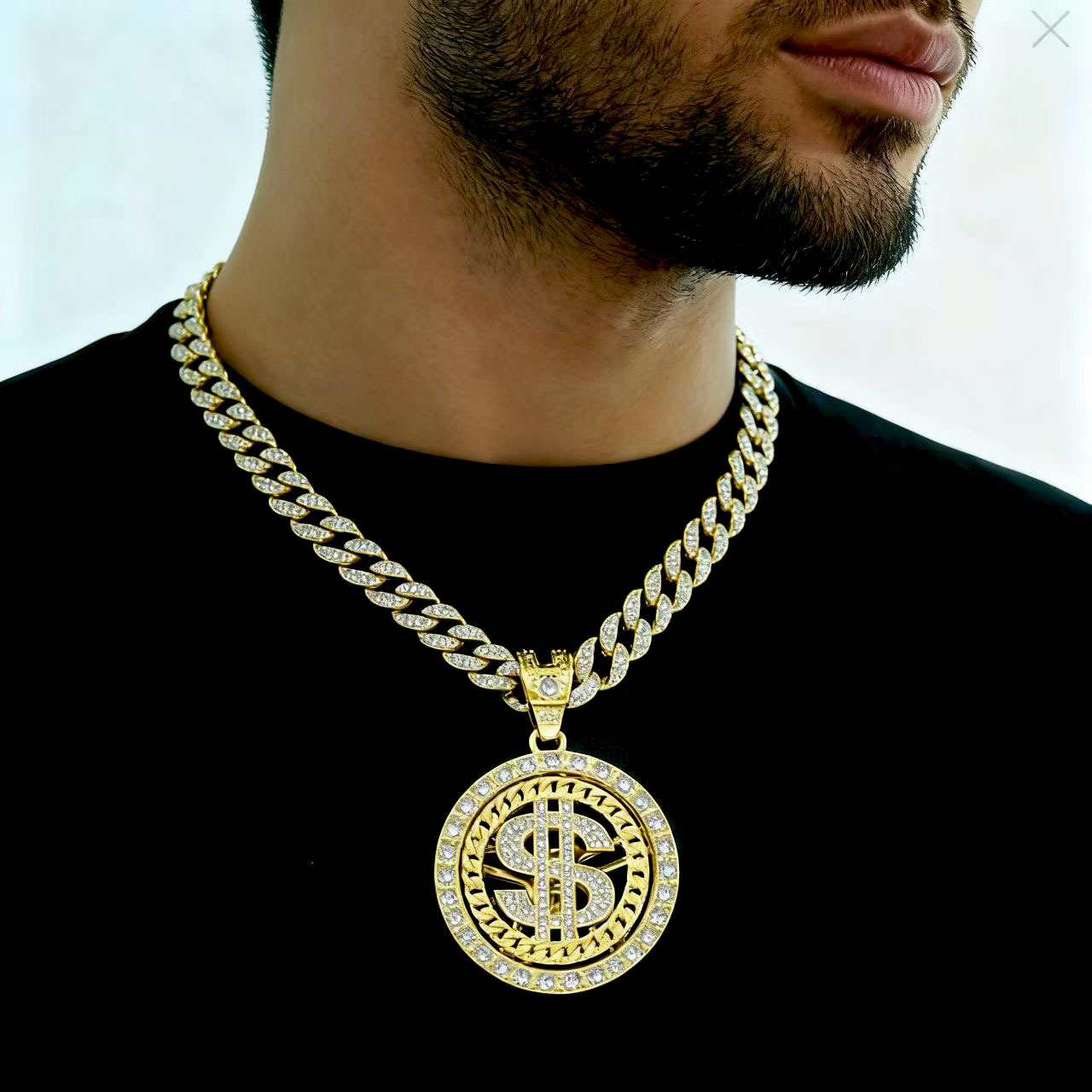 Nuevo collar de moda europea y estadounidense puede girar aleación de hip hop para hombres joyas personales para hombres