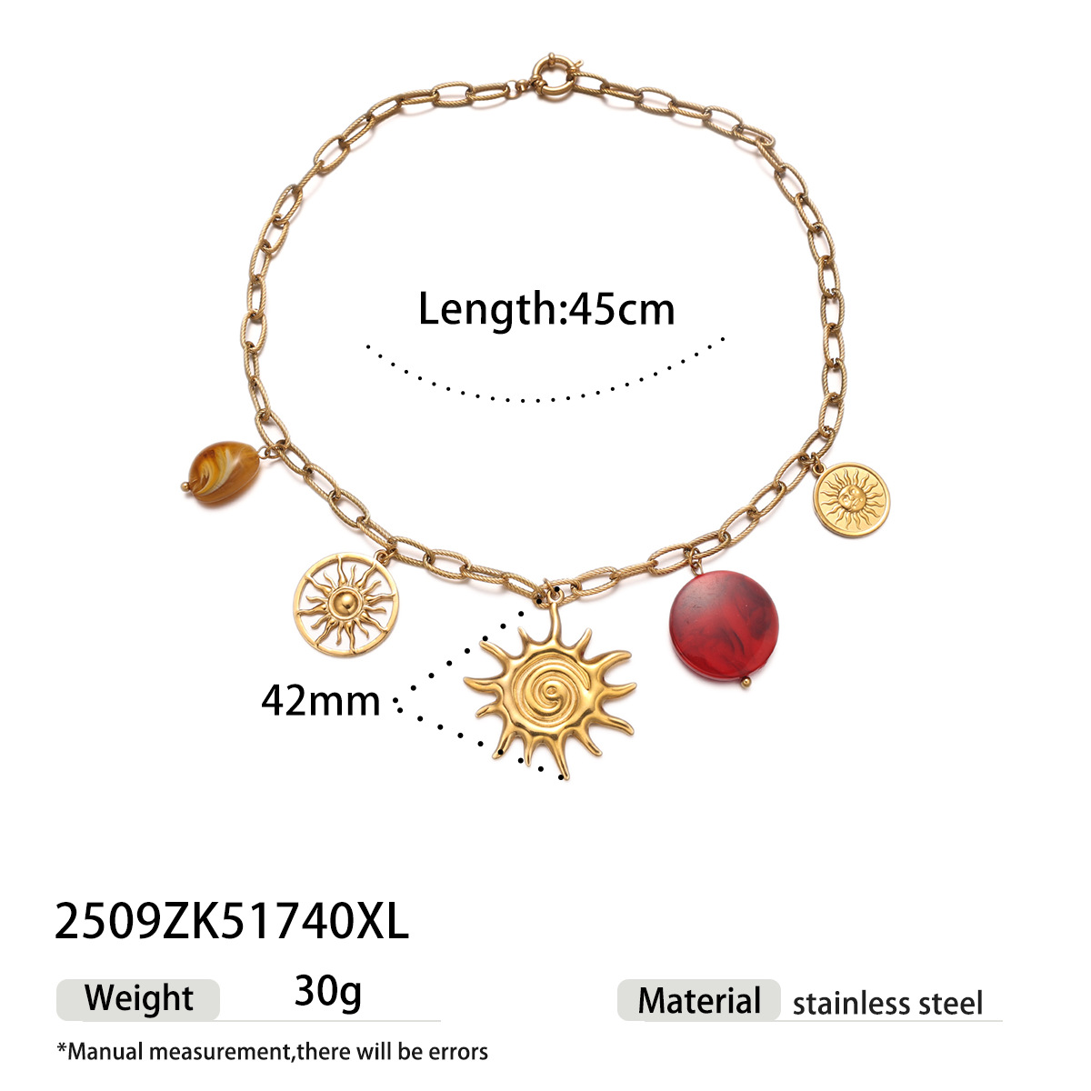 Collar de acero inoxidable de estilo europeo y americano de la mujer no se desvanece collar acrílico de sol lujo ligero nicho explosión transfronteriza