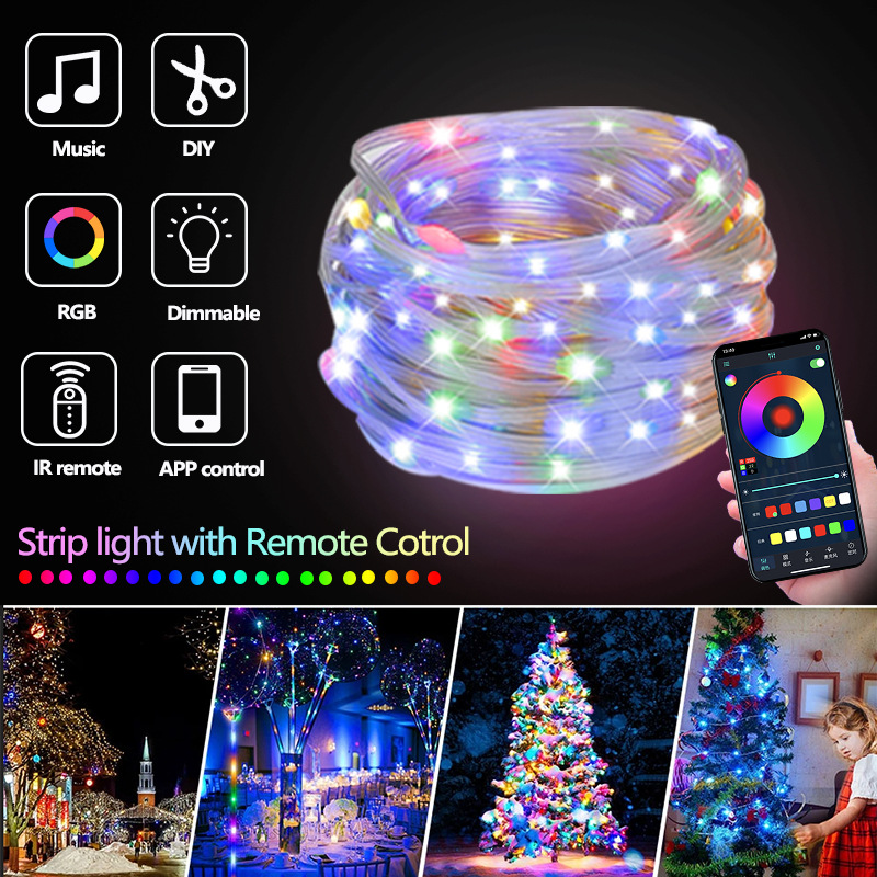 Magic color de cuero línea de luz de sonido Bluetooth pickup control de punto de ritmo caballo corriendo LED Cadena de luz ambiente de Navidad luz de color 20 M caja de color