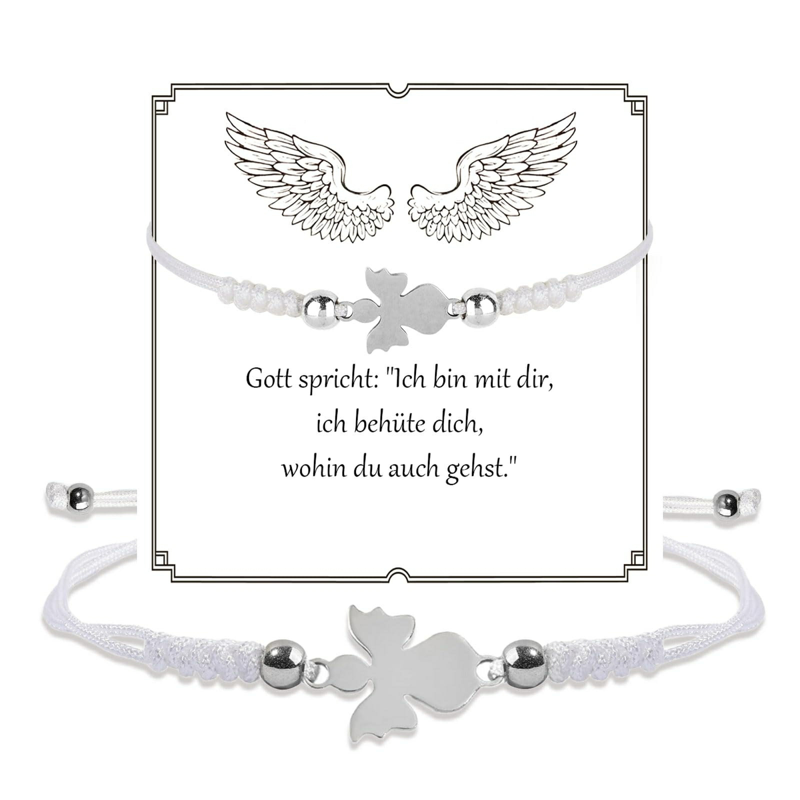 흰색 로프 엮음 천사 팔찌