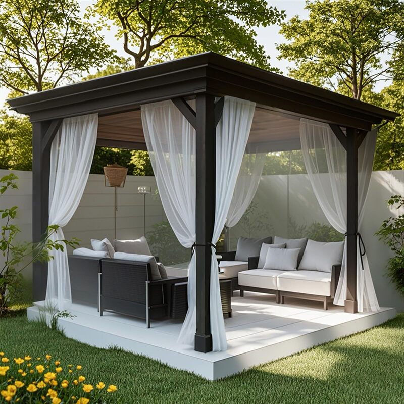 Amazon Cross-Border Outdoor Gazebo Mosquito Net Curtains, Garden Terrace Courtyard Mosquito Net Door Curtain Sunshade Net