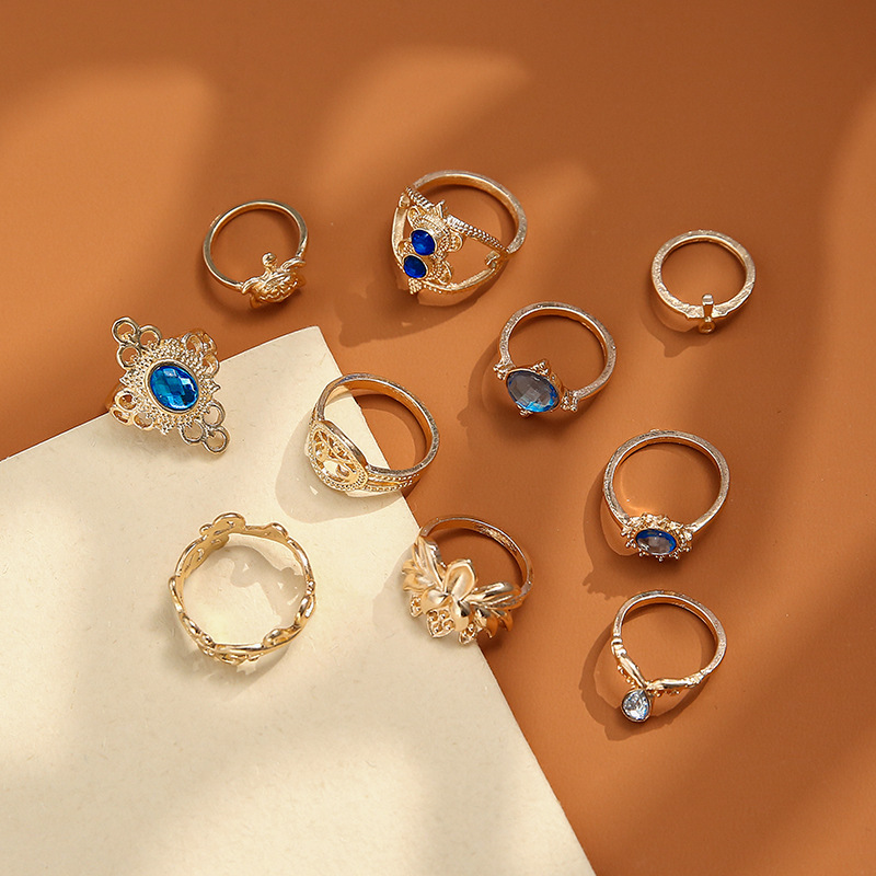 retro golden brand sapphire set