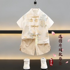 新しい中国風の男の子の漢服スーツ小さな男の子夏の子供の半袖シャツパンツベビー新しい唐スーツ