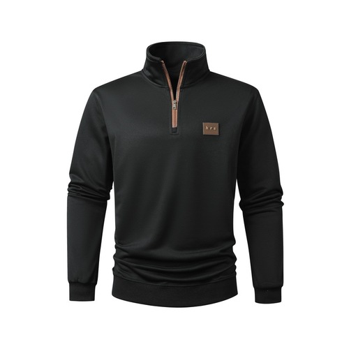 European version new American autumn and winter men's faux double-breasted hooded plush warm sweatshirt for men students mix