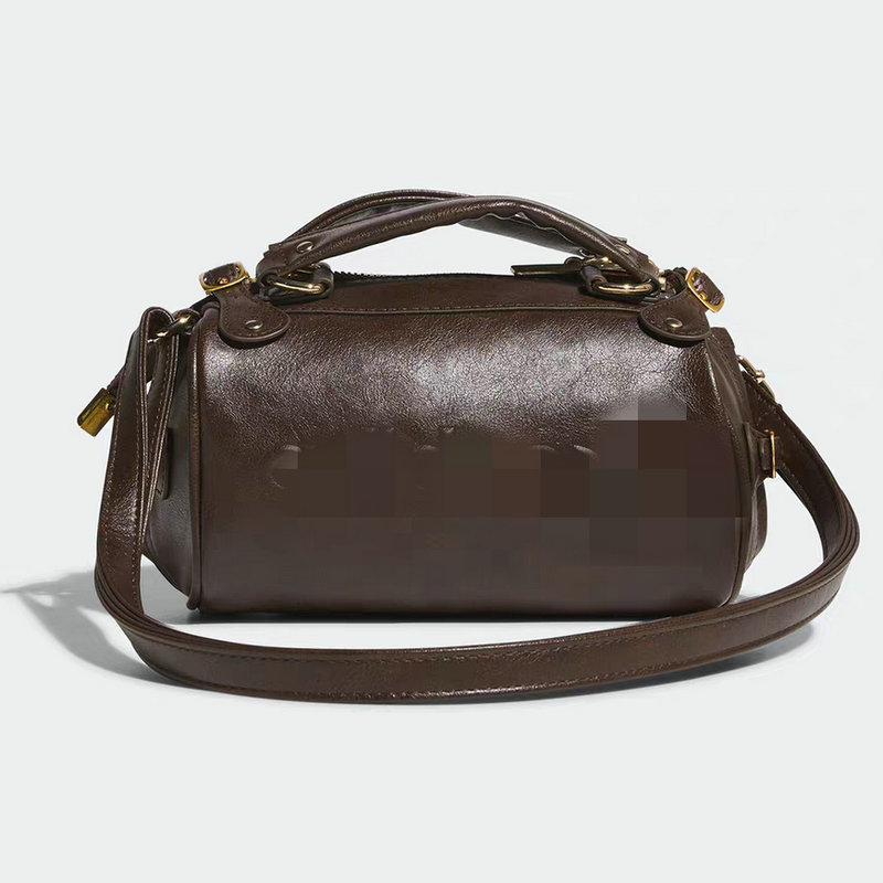 2024 New Clover Retro Pillow Bag Cylindrical Bag Single Shoulder Crossbody Hand Bag Men and Women Brown Black Bag