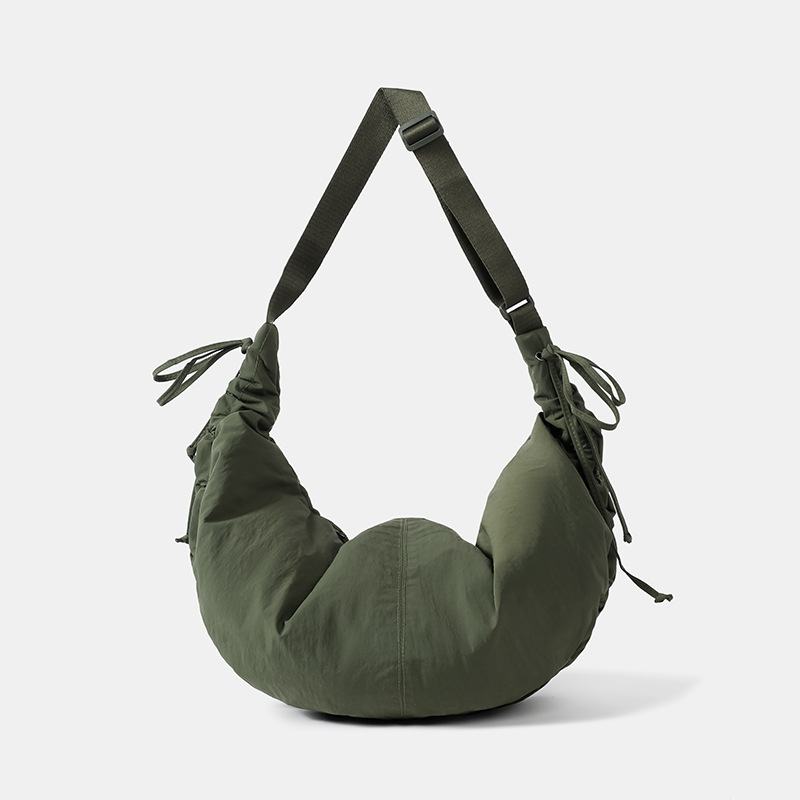 New Pleated Crescent Hobo Bag Drawstring Dumpling Bag For Women Large Capacity Stylish Shoulder Bag Commuter Crossbody Bag - Thumbnail 6