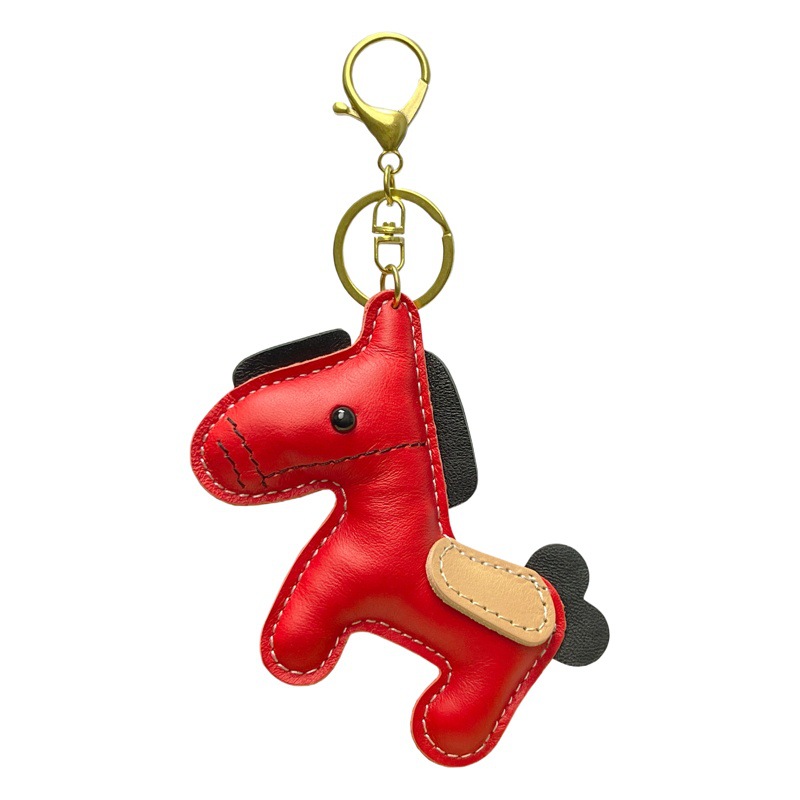 Trendy genuine leather pony pendant first layer cowhide all-match bag cute trendy car key pendant bag pendant