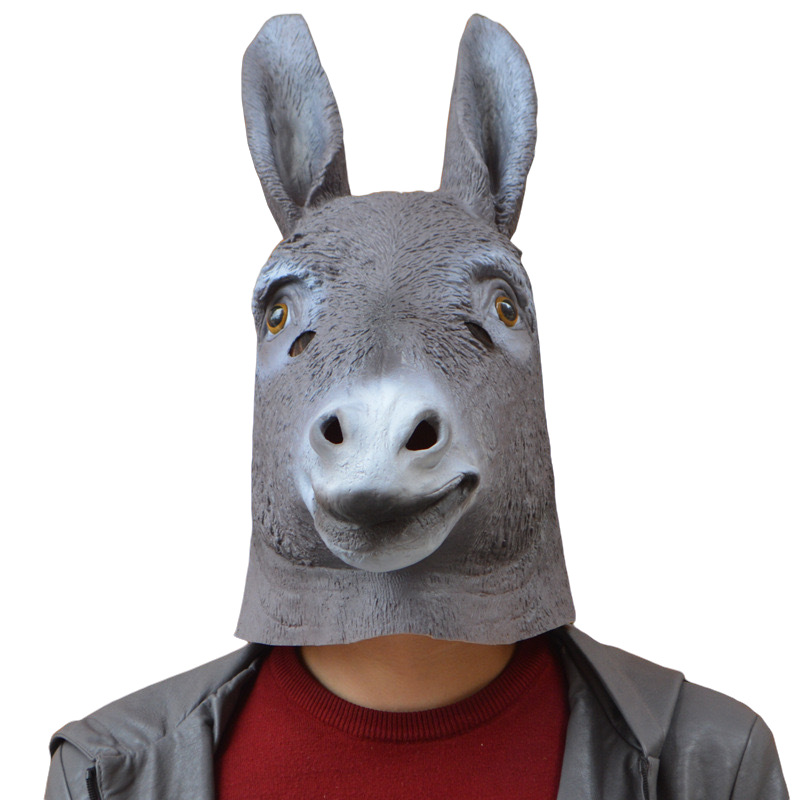 Máscaras de baile de Halloween máscaras de cabeza de burro máscaras de cabeza de látex máscaras de cabeza de animal espectáculo muñecas enteras