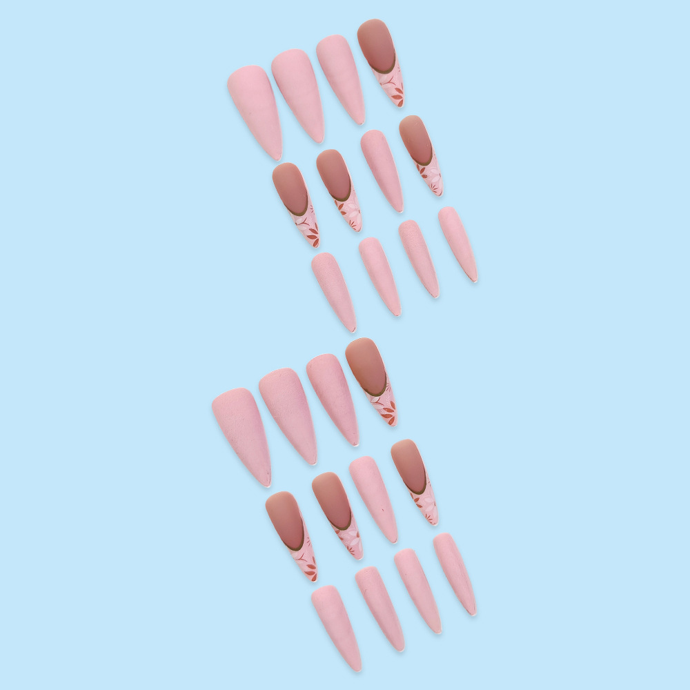 Comercio exterior simple retrógrado mosaico desnudos polvo mate parche de uñas francés 24 piezas de manicure mezclado image 4