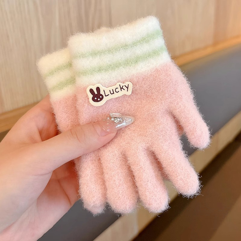 Niños guantes de punto dedos niños niñas bebés guantes de calentamiento de cinco dedos niños invierno