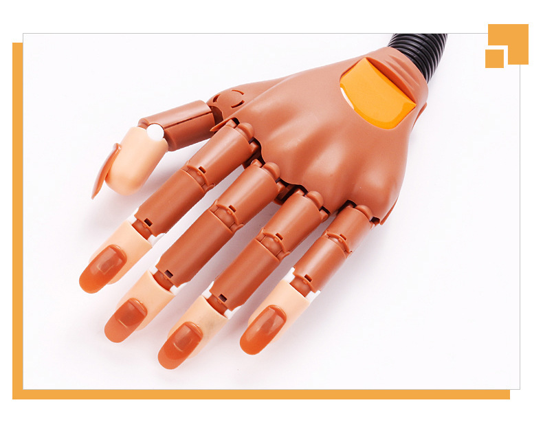 1 Set Quantity Nail Art Non-Standard Joint Practice Prosthetic Hand Flexible Movable Model Mechanical Prosthetic Hand With Bracket 100P Nail Tip