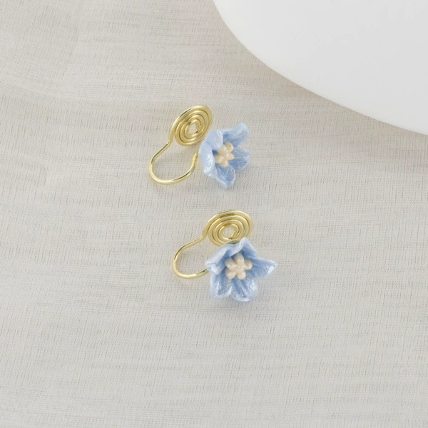 Blue mosquito coil flower-shaped, ear clips