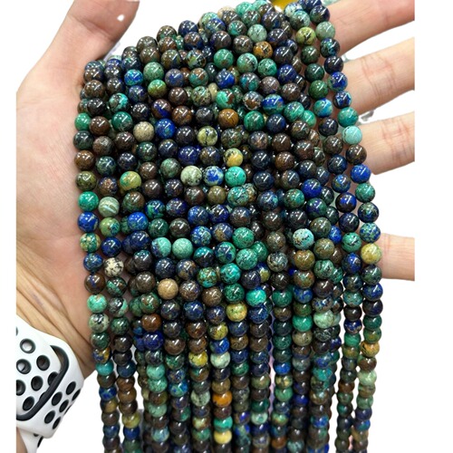 Natural Phoenix Lapis Lazuli Scattered Beads Azurite Malachite Round Beads Azurite Malachite Long Chain