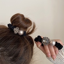 精致复古简约高级感闪钻珍珠发圈2024新款小肠发饰高马尾头饰头绳