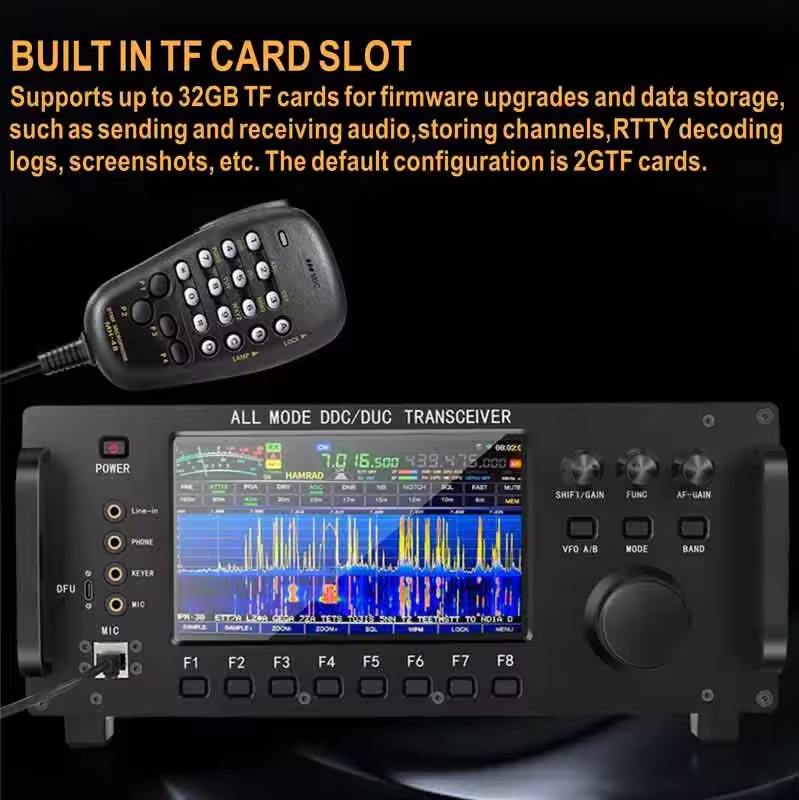 100W HF+UV All Mode DDC/DUC Transceiver Mobile Radio SDR Transceiver with 7" Tou