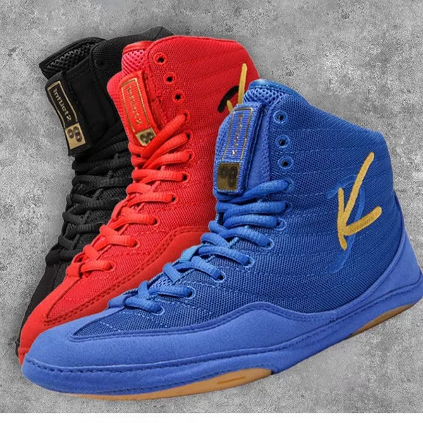 Boxing Shoes for Men and Women, Sanda Fighting Shoes, High-Top Wrist Guards, Boxing Shoes, Wrestling Sports Competition Training Shoes