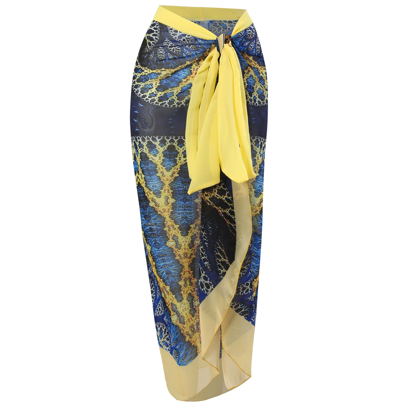 One-Piece Swimsuit (Qiao Jiayuan) 2025 Retro Style with Wrap Skirt, Crane Print, S–XL & One Size