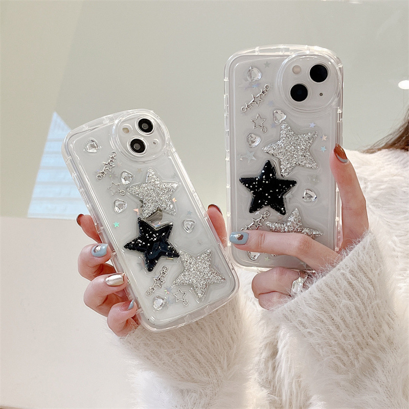 50g Weight iPhone Applicable Brands Tpu Material Pentagram, Heart Shape Pattern Cute, Sweet Style Cute Sweet Pentagram Heart Shape Tpu   Phone Cases 无