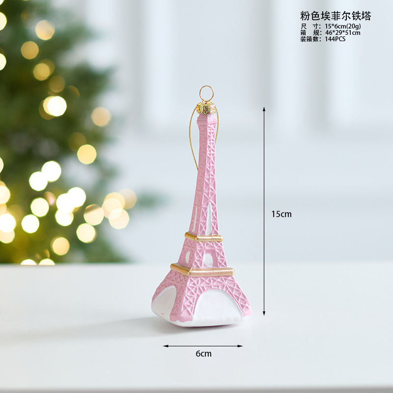 Venta caliente transfronteriza colgante de árbol de Navidad rosa paquete de regalo de Navidad colgante de soldado de coche pintado de Navidad colgante de bola en forma