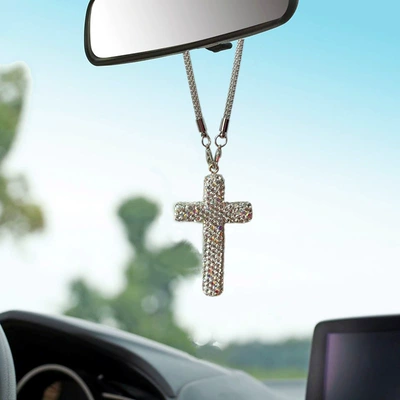 Car hanging, Diamond Cross Stainless Steel