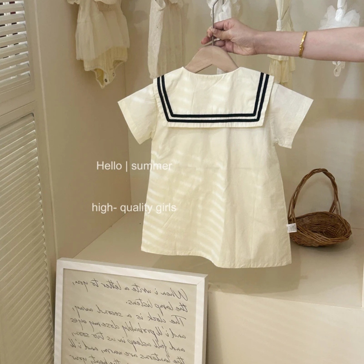 Vestido de manga corta estilo universitario de estilo marino para niñas estilo verano bebé rendimiento de jardín de infantes uniforme escolar uniforme de jardín falda de princesa