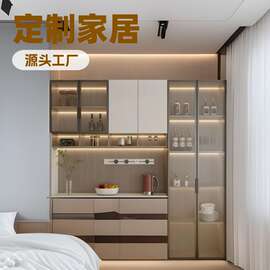 北欧定制原木衣柜现代定制酒柜步入式衣帽间餐边柜榻榻米书柜自装