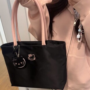 Cute and Exquisite Girl Commuter Large-Capacity Tote Bag Kitty Embroidered Handbag Lightweight Armpit Handbag for Women