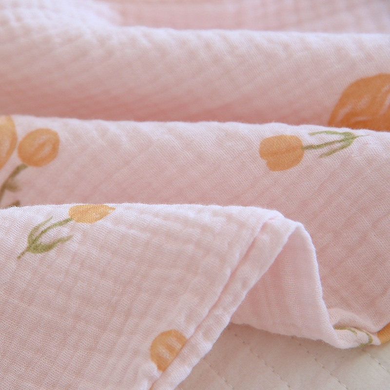 Spring And Summer New Trousers Women's Cute Flowers Thin Section 100%Cotton Crepe Casual Pants Loose Home Pants Women Bottoms