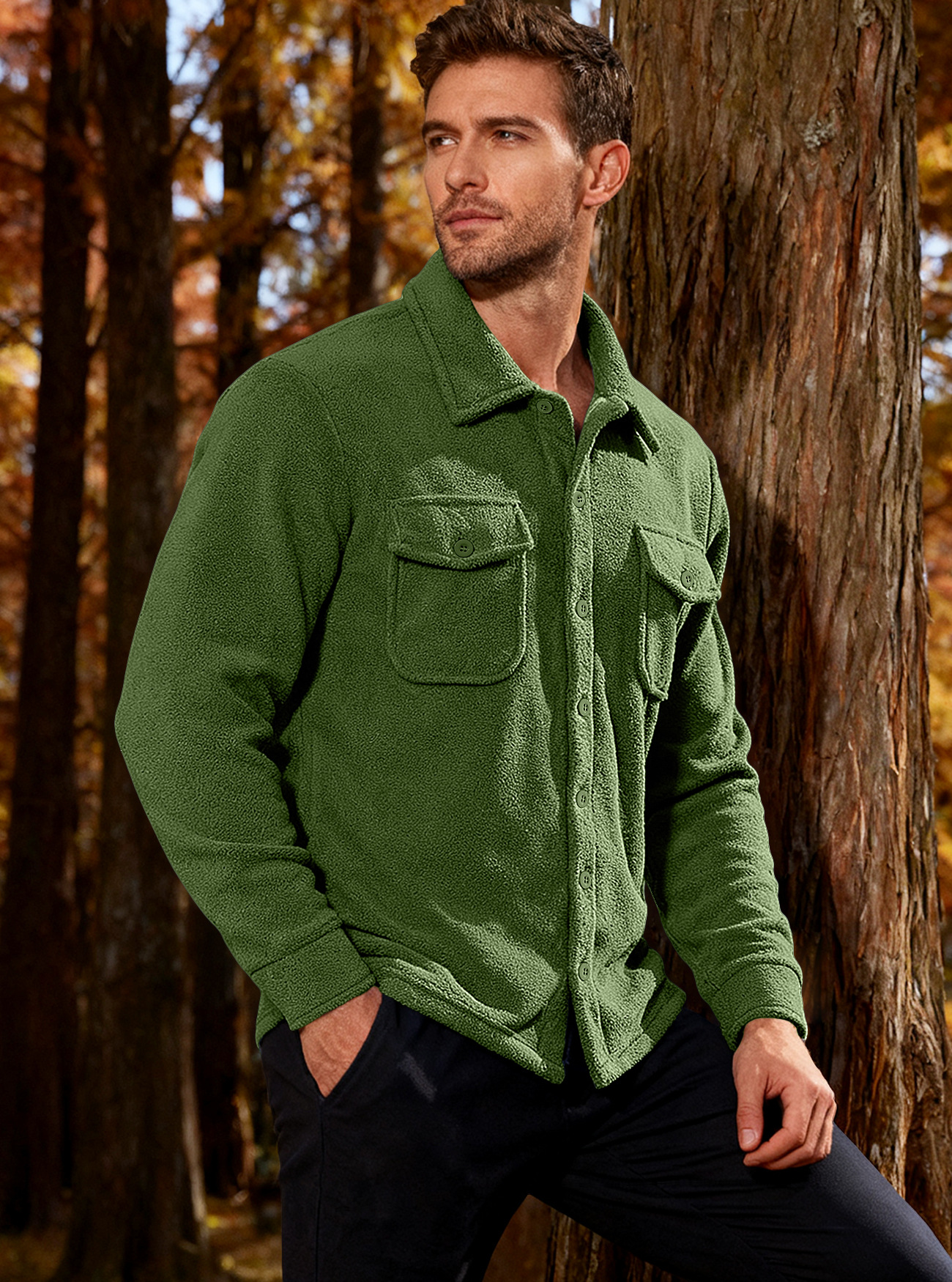 26 European And American Cross-border Heavyweight Men's Clothing, Fleece-lined Workwear, Long-sleeved Outdoor_voghion.com