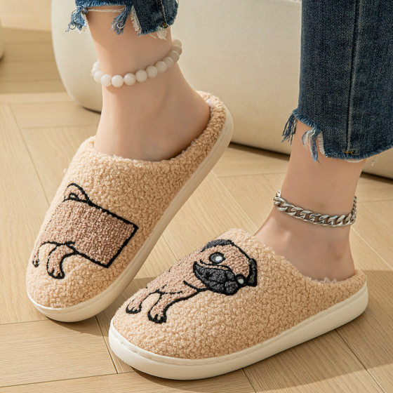 Cixi Cotton Slippers Women's Cross-border Home Indoor Cartoon Bago Couple Warm Non-slip Mao Mao Slippers Men's Wholesale