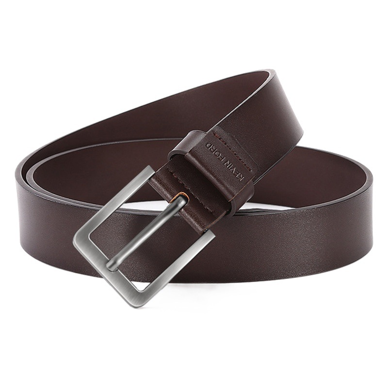 Nuevos hombres de aleación perforada pin hebilla cinturón joven y de mediana edad casual todo partido jeans aviación cinturón de piel de vaca al por mayor