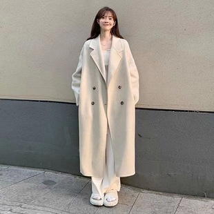 Korean Style New 2025 Autumn and Winter Petite Wool Coat for Women, Trendy Woolen Coat, Mid-Length Thickened